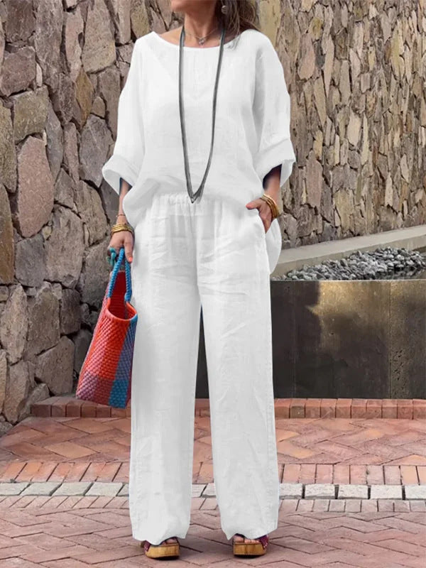 Fashionable Linen Gradient Two-piece Suit